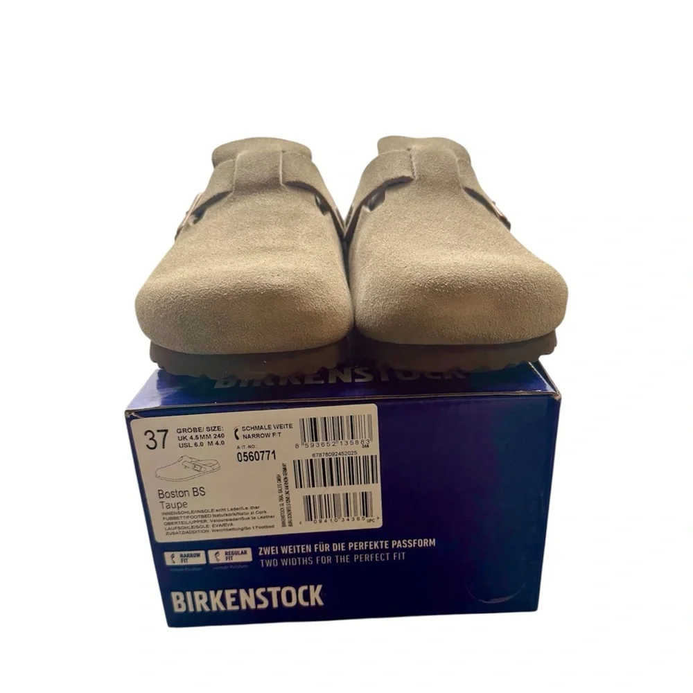 Birkenstock Boston Taupe Suede Clogs EU 37 Narrow NWT - Picture 8 of 8